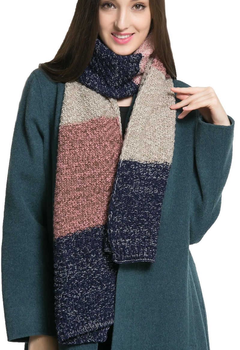 NEOSAN Women Men Winter Thick Cable Knit Wrap Chunky Warm Scarf Cont Pink N - Image 1